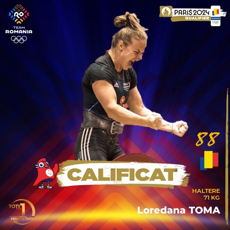 Loredana Toma s-a calificat la Jocurile Olimpice Paris 2024, după ce s-a clasat pe locul 3 în ierarhia mondială feminină de haltere